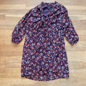 Lily Rose women's purple floral long sleeve mini dress size XS B13